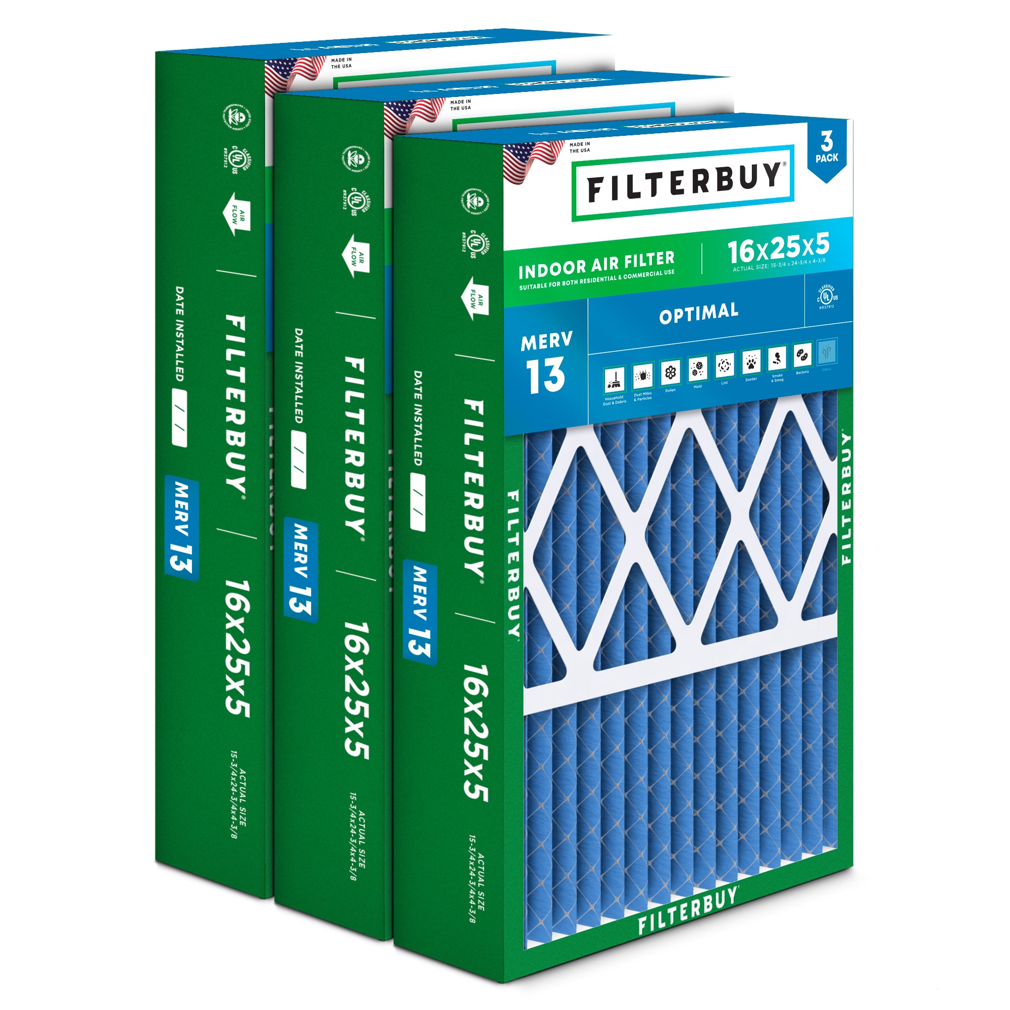 Day and Night 16X25X5 MERV 13 Replacement Filter