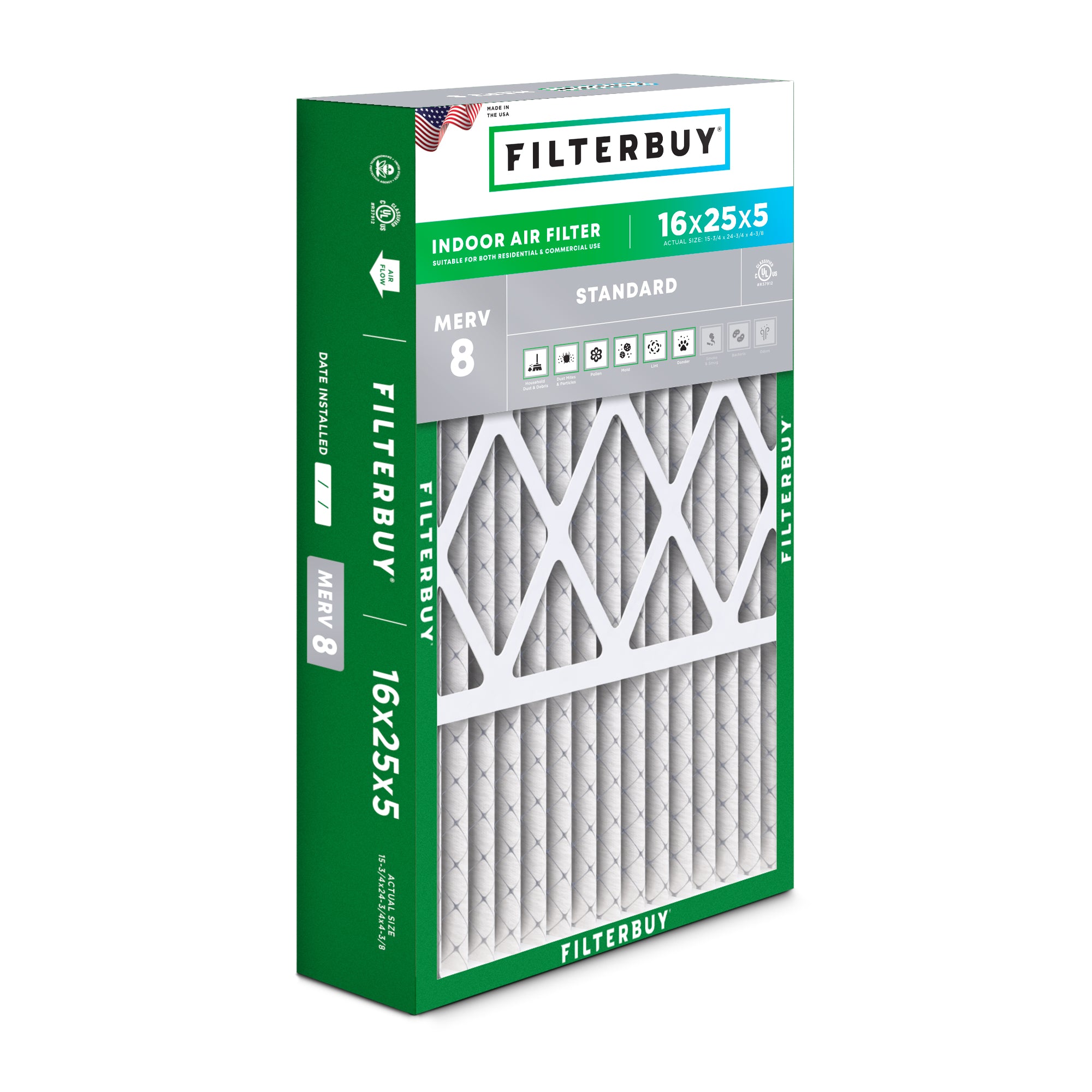Day and Night 16x25x5 MERV 8 Replacement Filter